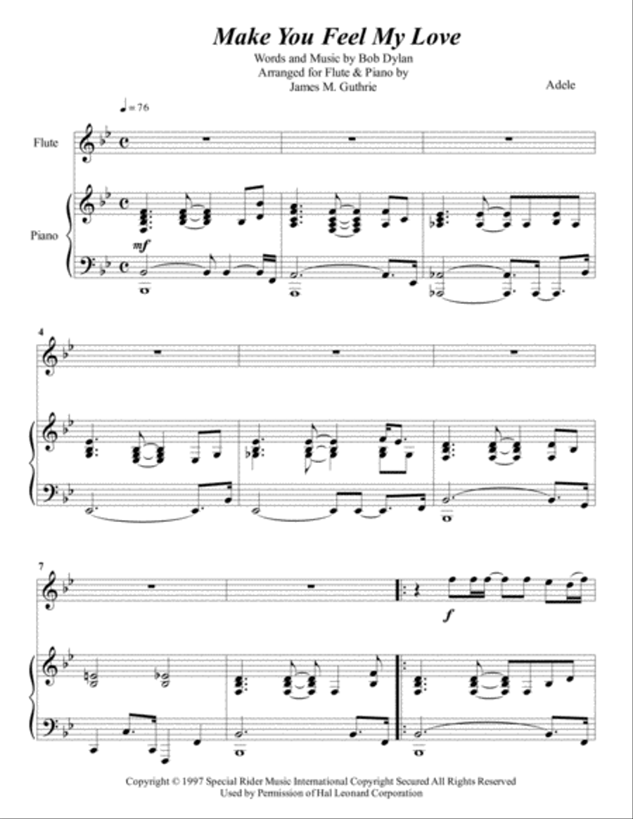 Make You Feel My Love Flute Solo scores gallery preview page 1