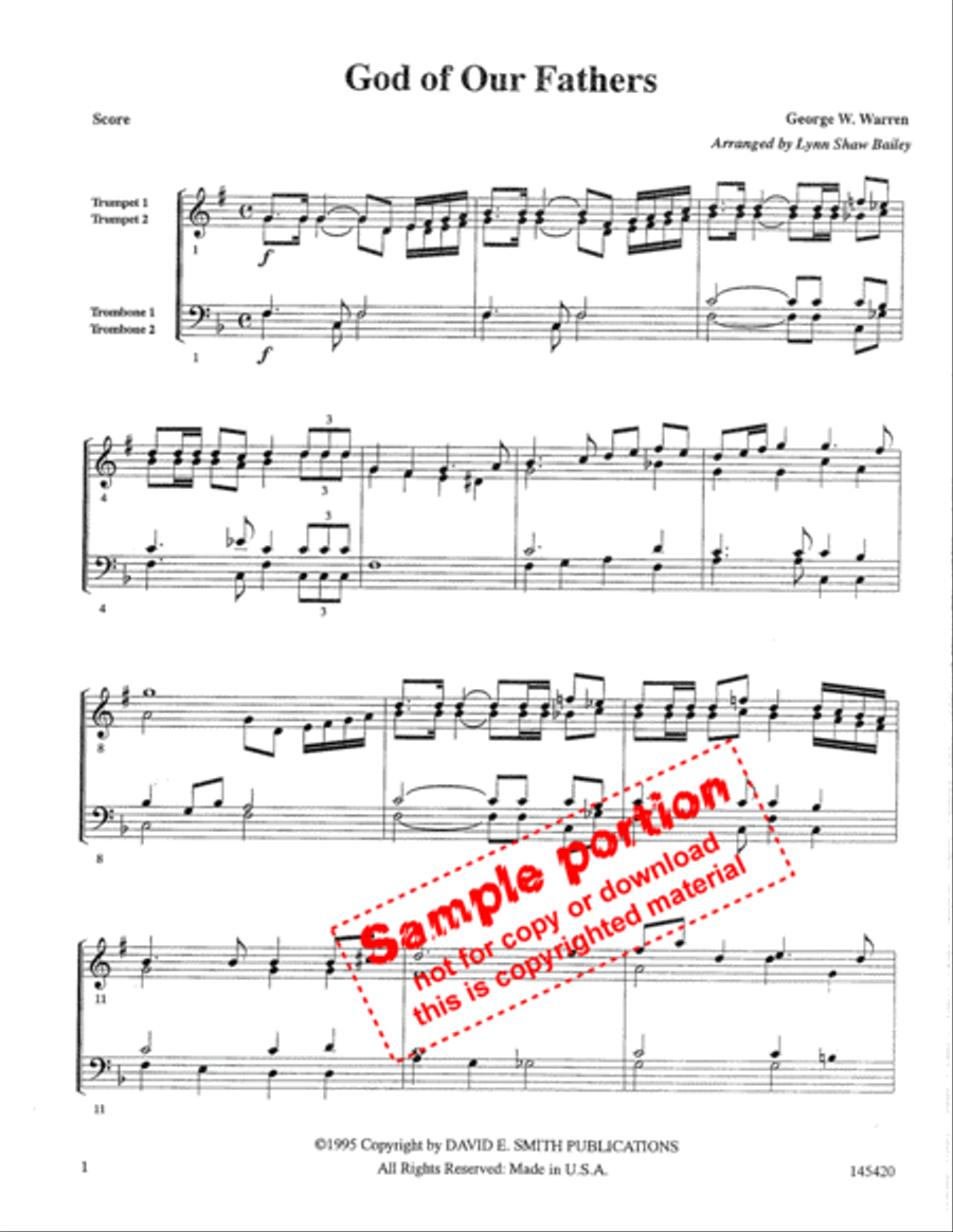 God Of Our Fathers Fanfare Brass Quartet scores gallery preview page 2