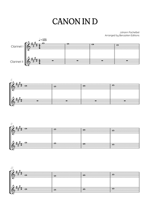 Pachelbel Canon in D • clarinet in Bb duet sheet music