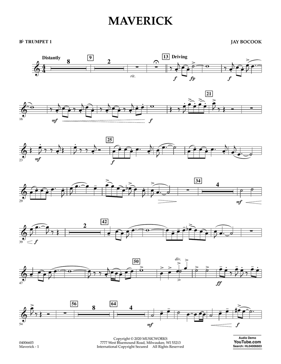 Maverick - Bb Trumpet 1 Concert Band scores gallery preview page 1