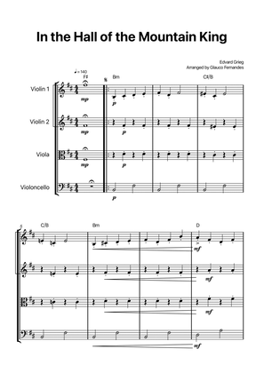 In the Hall of the Mountain King - String Quartet with Chord Notations