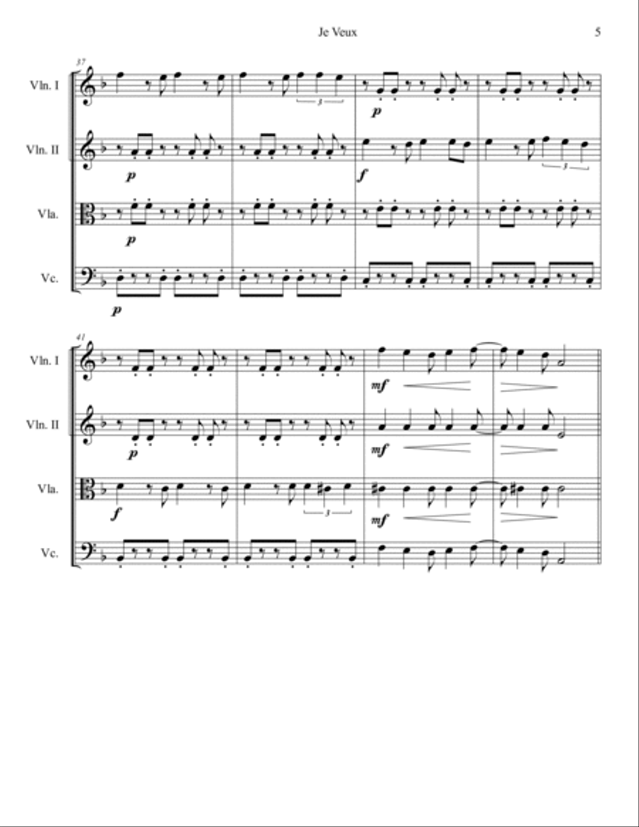 Je Veux String Quartet scores gallery preview page 5