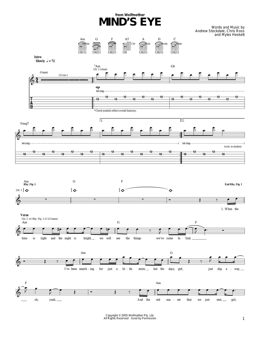 Mind's Eye Acoustic Guitar scores gallery preview page 1