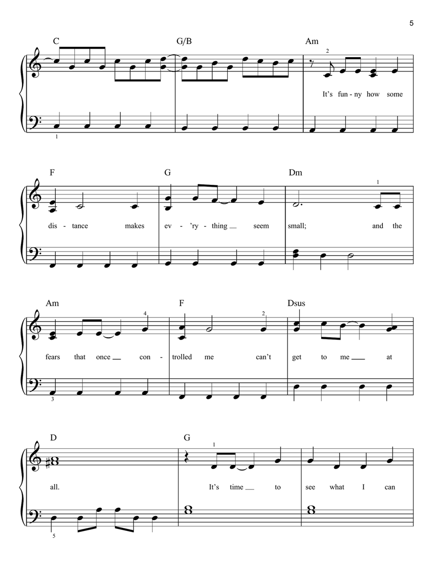 Let It Go (from Frozen) Easy Piano scores gallery preview page 5