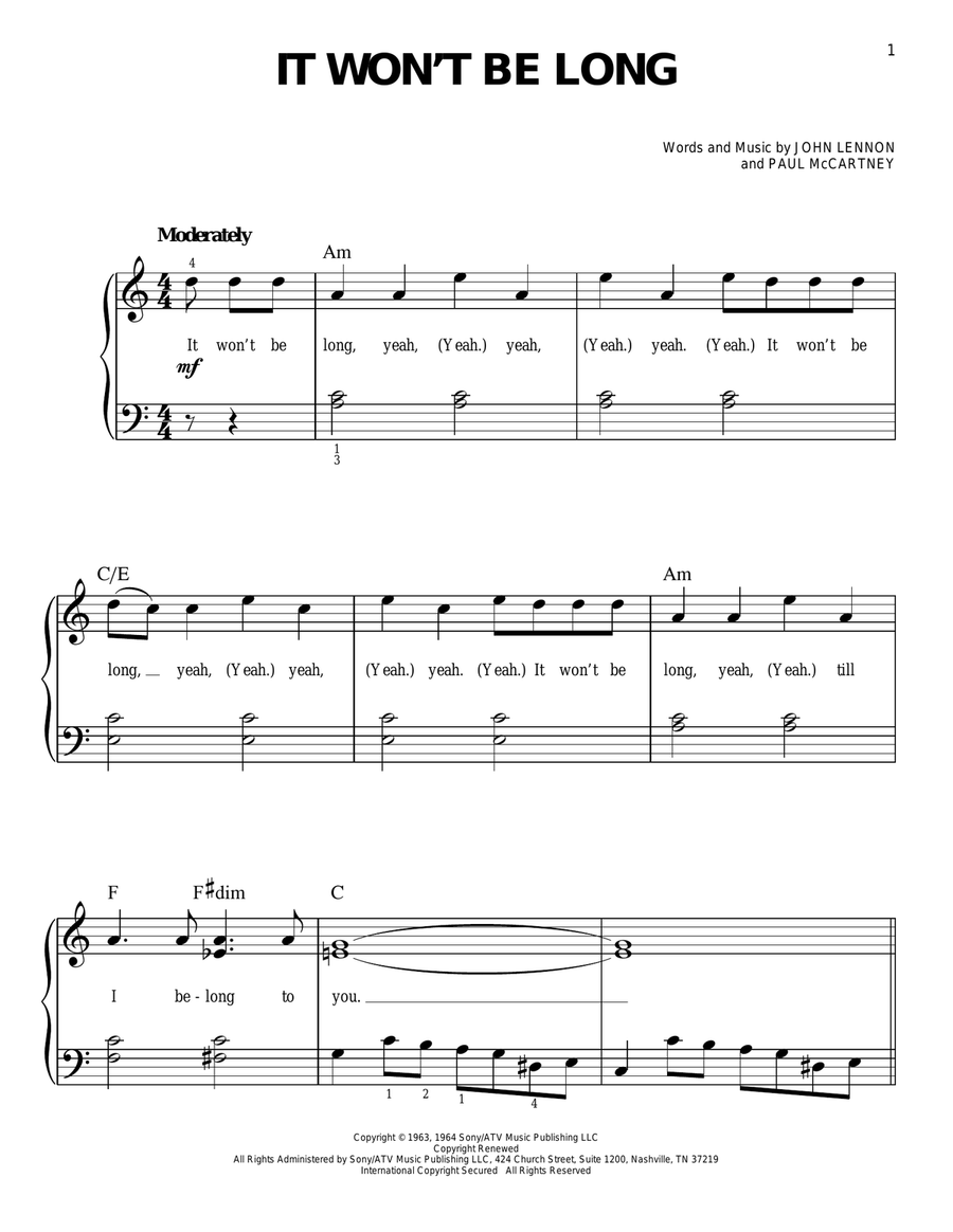 It Won't Be Long Voice scores gallery preview page 1