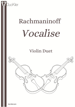 Book cover for Rachmaninoff - Vocalise (Violin Duet)