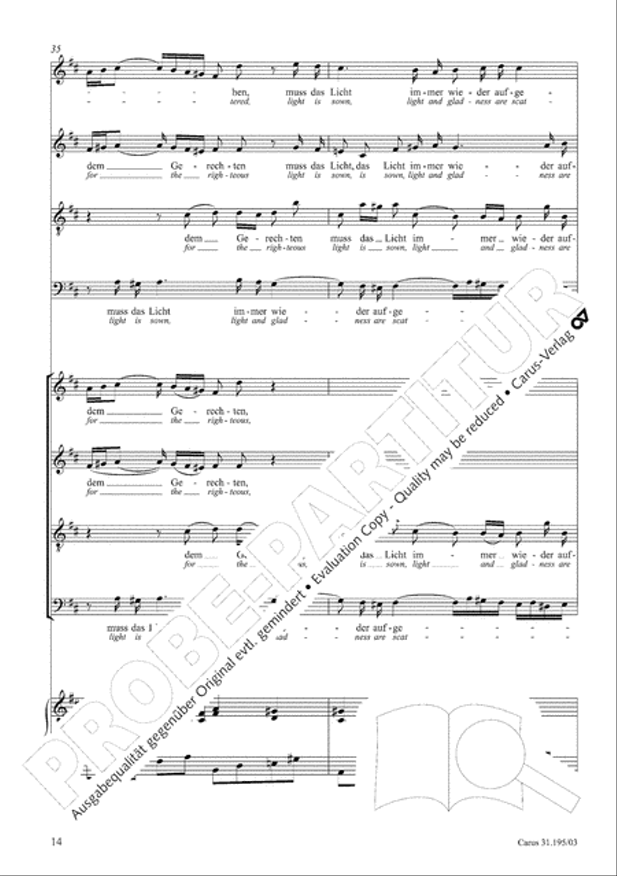 For the righteous light is sown (Dem Gerechten muss das Licht) 4-Part scores gallery preview page 15