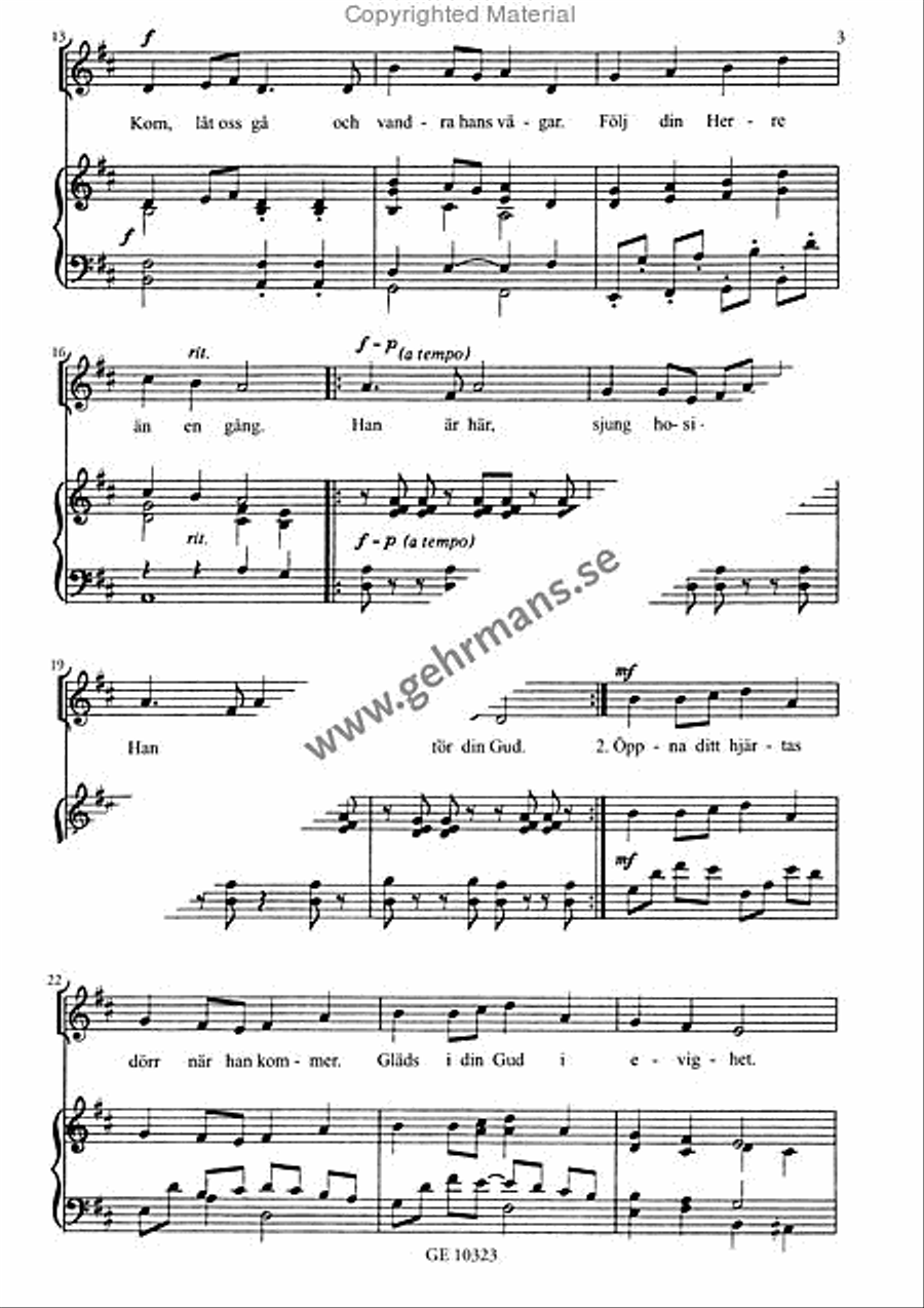 Han ar har, sjung hosianna! Unison Choir scores gallery preview page 3