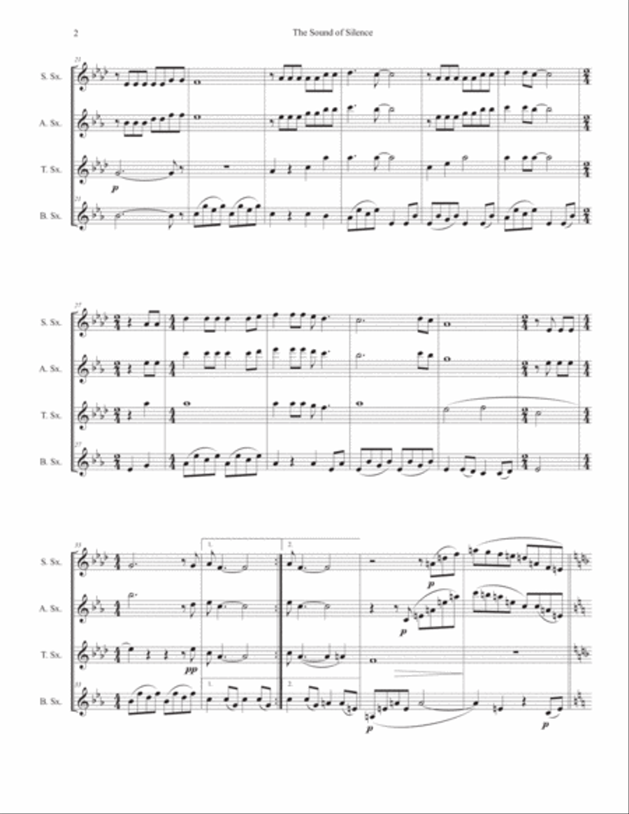 The Sound Of Silence Woodwind Quartet scores gallery preview page 2