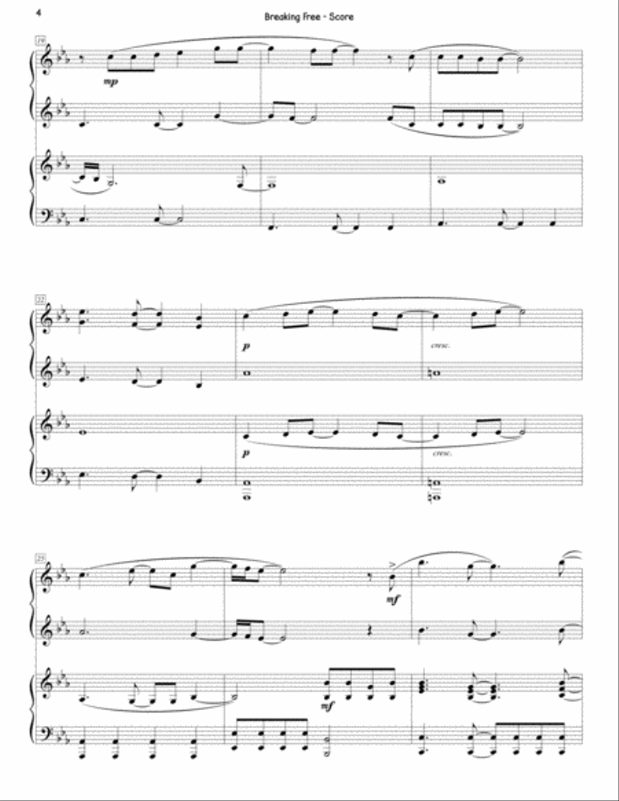 Breaking Free from the Disney Channel Original Movie HIGH SCHOOL MUSICAL 1 Piano, 4-Hands scores gallery preview page 4