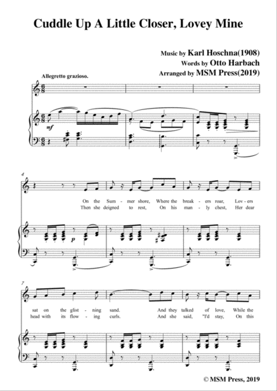 Karl Hoschna-Cuddle Up A Little Closer,Lovey Mine,in C Major,for Voice&Pno Voice scores gallery preview page 3