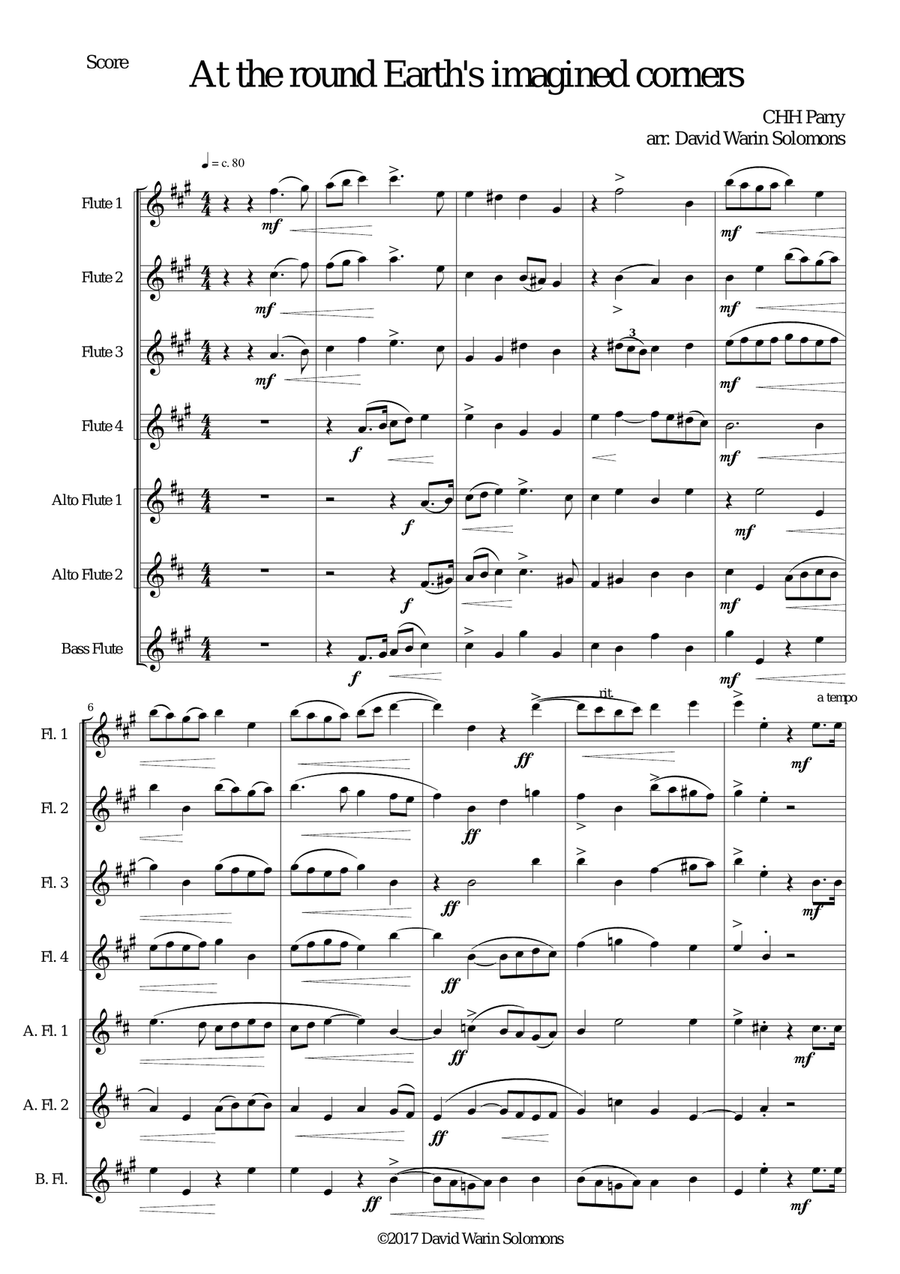 At the round earth’s imagined corners for flute septet Woodwind Ensemble scores gallery preview page 1