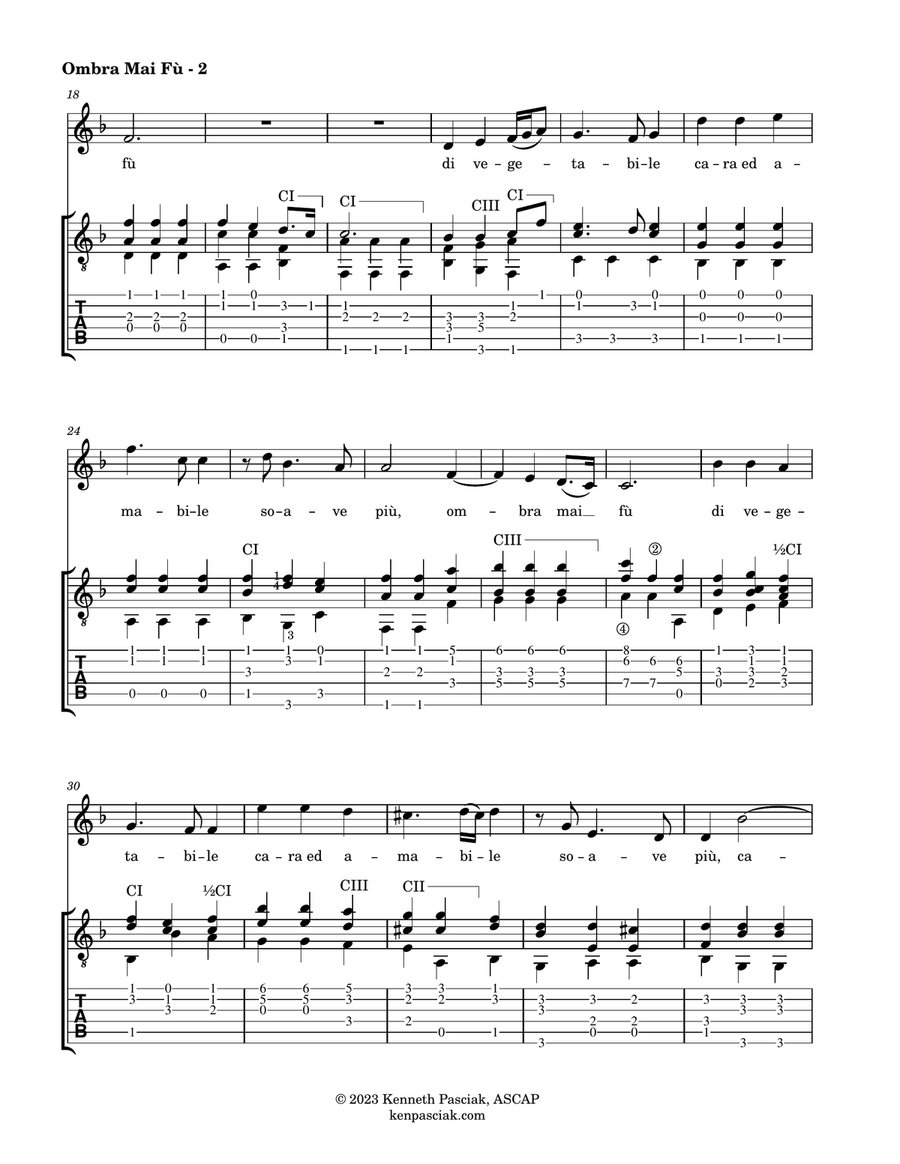 Ombra Mai Fu (for Voice & Guitar) Acoustic Guitar scores gallery preview page 4