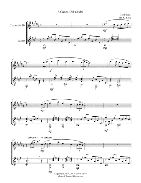 Three Catalan Folk Songs (Clarinet and Guitar) - Score and Parts image number null