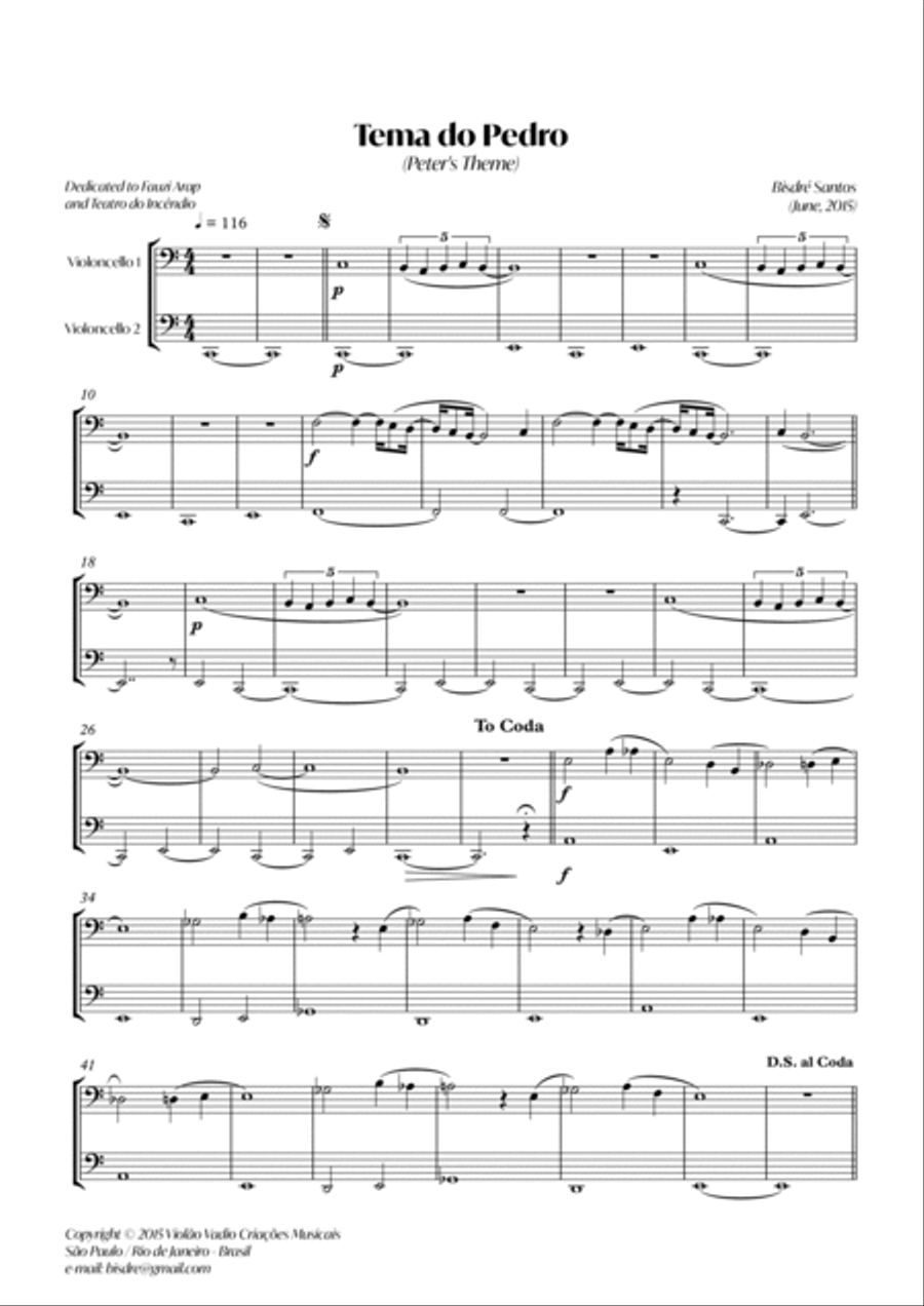Peter's theme - Tema do Pedro (from Pano de Boca) Score and Parts scores gallery preview page 2