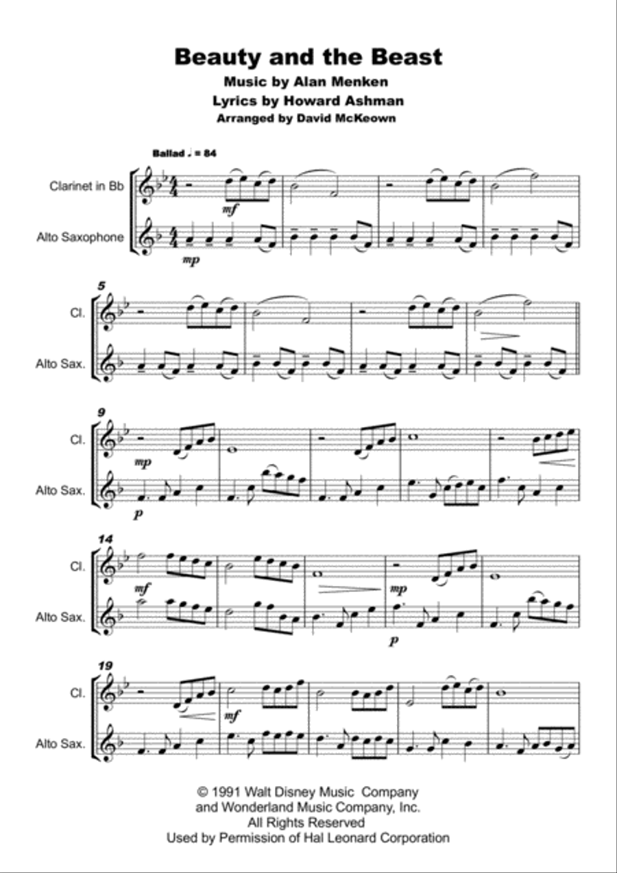 Beauty And The Beast Woodwind Duet scores gallery preview page 2