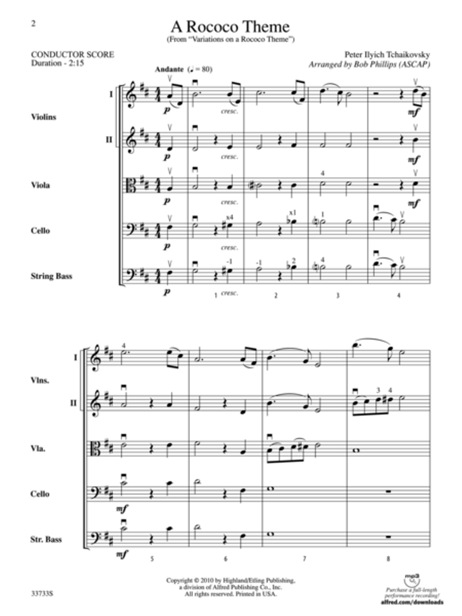 A Rococo Theme String Orchestra scores gallery preview page 2