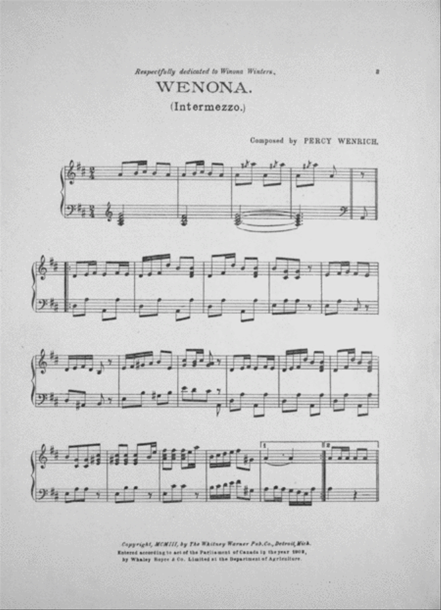 Wenonah. An Indian Intermezzo Piano Solo scores gallery preview page 2