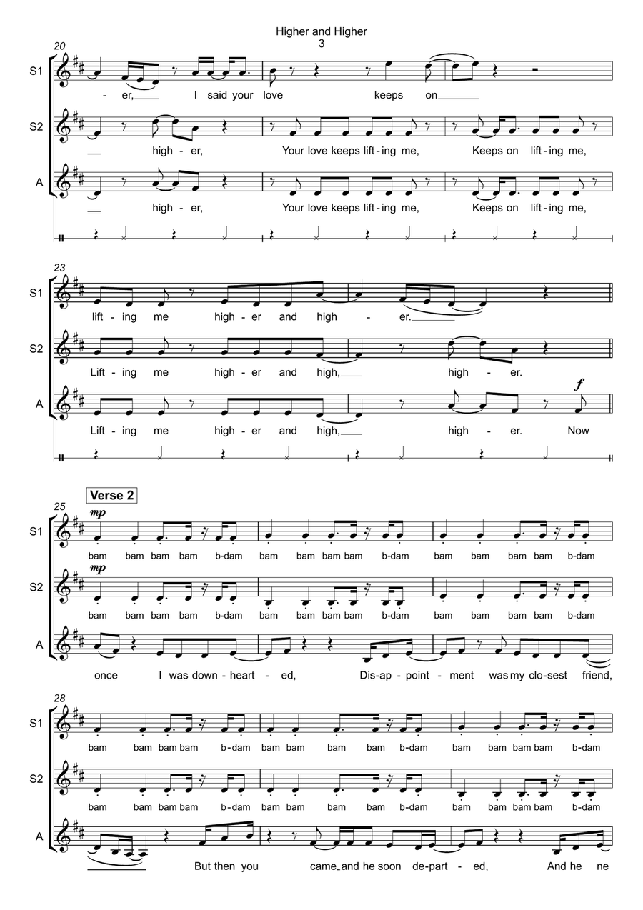 (your Love Has Lifted Me) Higher And Higher SSA scores gallery preview page 3
