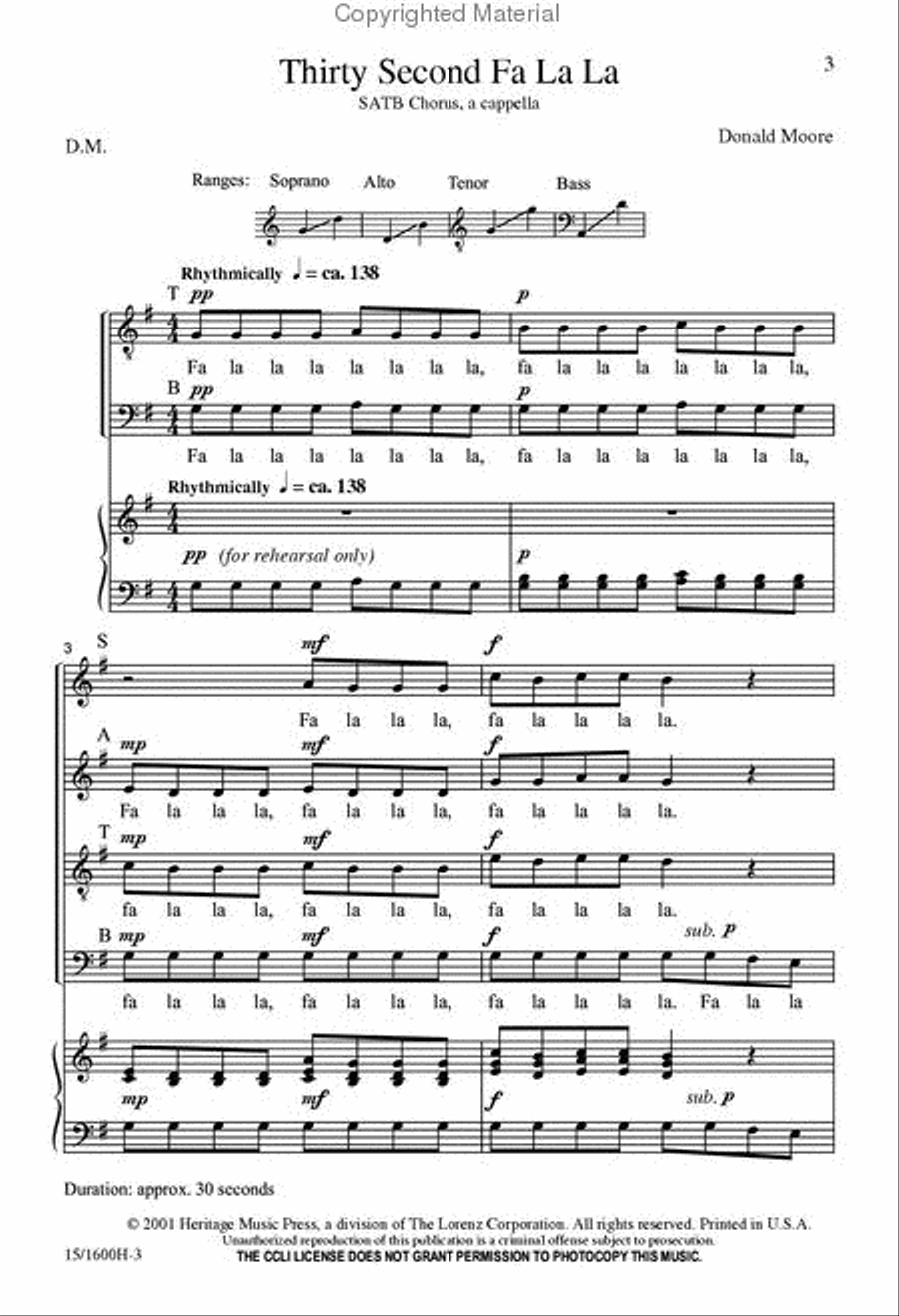 Thirty Second Fa La La Thirty Second Fa La La 4-Part scores gallery preview page 2
