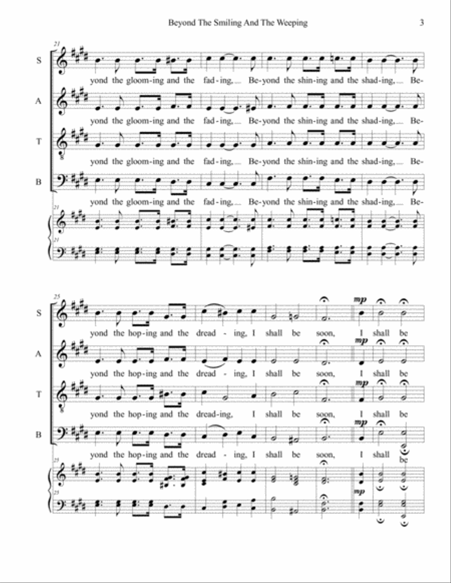 Beyond The Smiling And The Weeping 4-Part scores gallery preview page 3