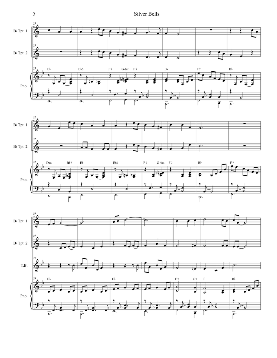 Silver Bells Trumpet Duet scores gallery preview page 2