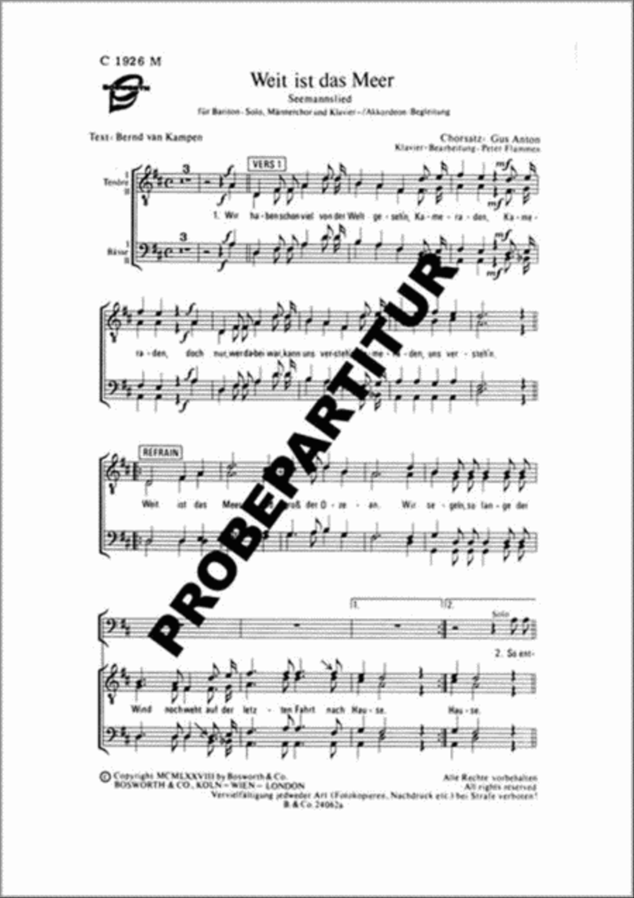 Weit ist das Meer Men's Choir scores gallery preview page 1