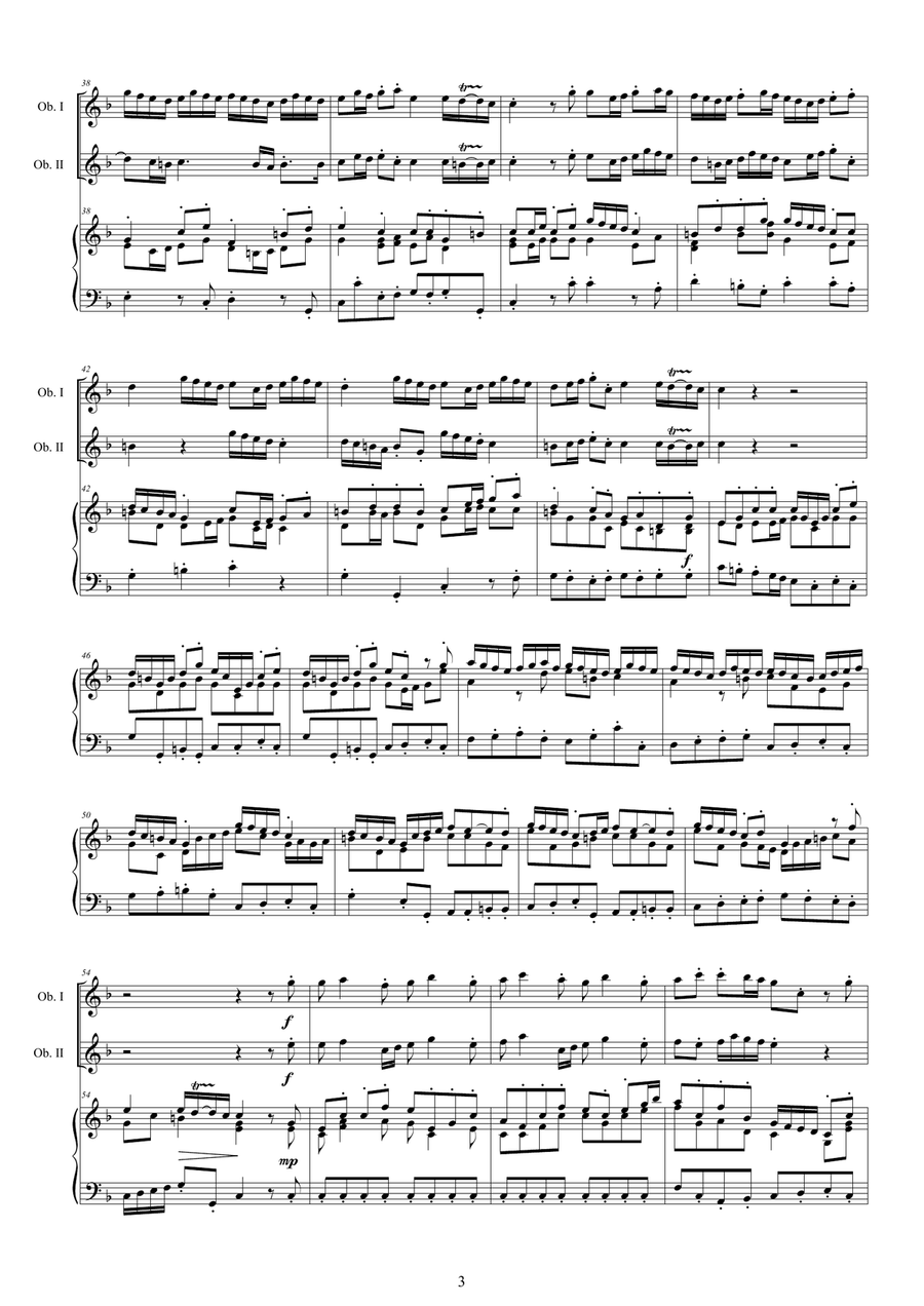 Albinoni - Oboe Concerto No.3 in F major Op.9 for Two Oboes and Cembalo or Piano Harpsichord scores gallery preview page 3
