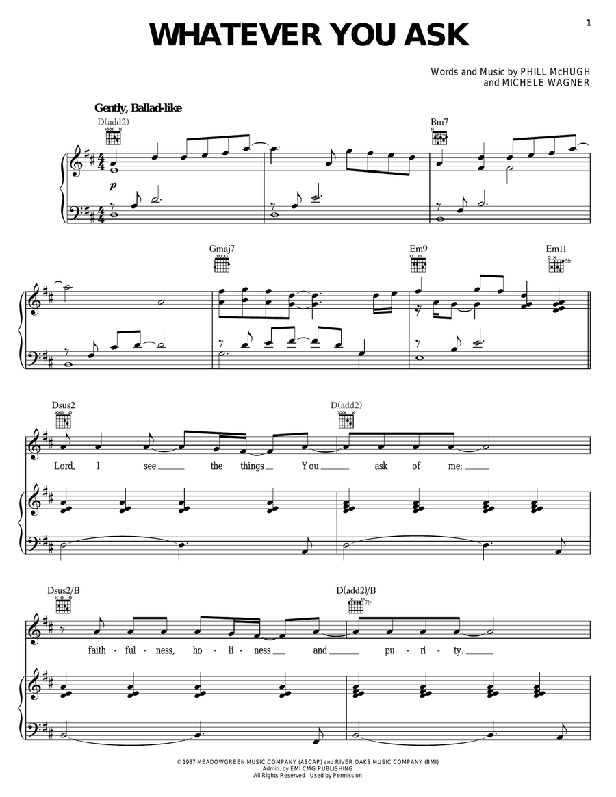 Whatever You Ask Whatever You Ask Piano, Vocal, Guitar scores gallery preview page 1