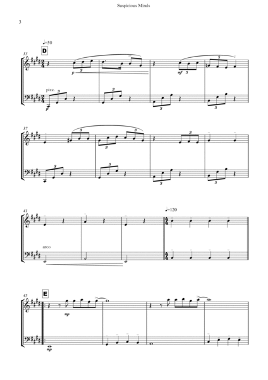 Suspicious Minds String Duet scores gallery preview page 3
