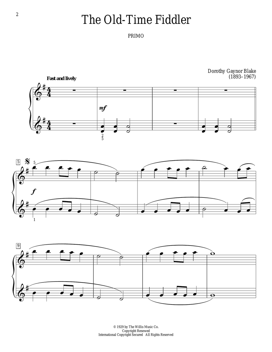 The Old-Time Fiddler The Old-Time Fiddler Piano Duet scores gallery preview page 2