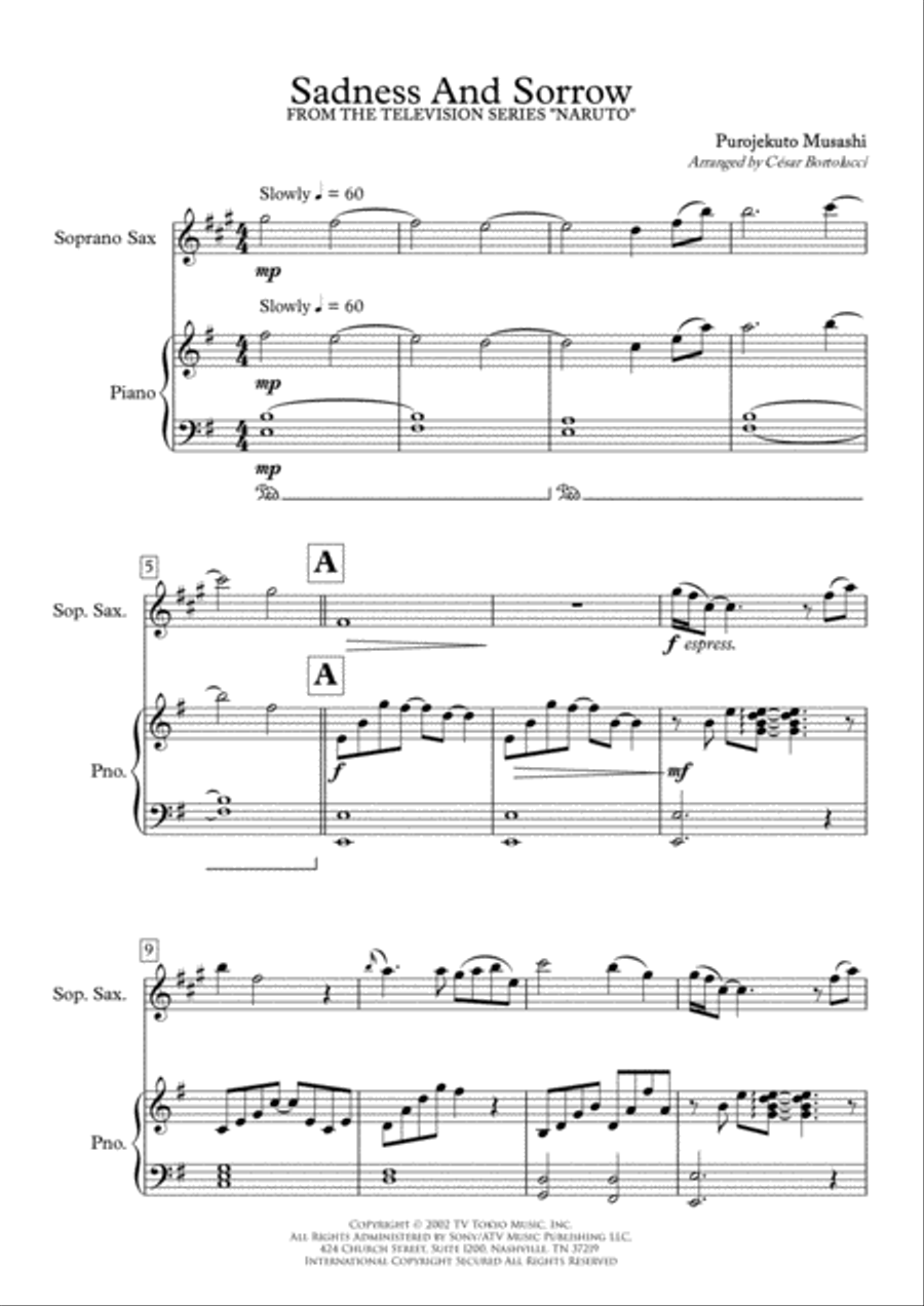 Sadness And Sorrow Sadness And Sorrow Soprano Saxophone scores gallery preview page 2