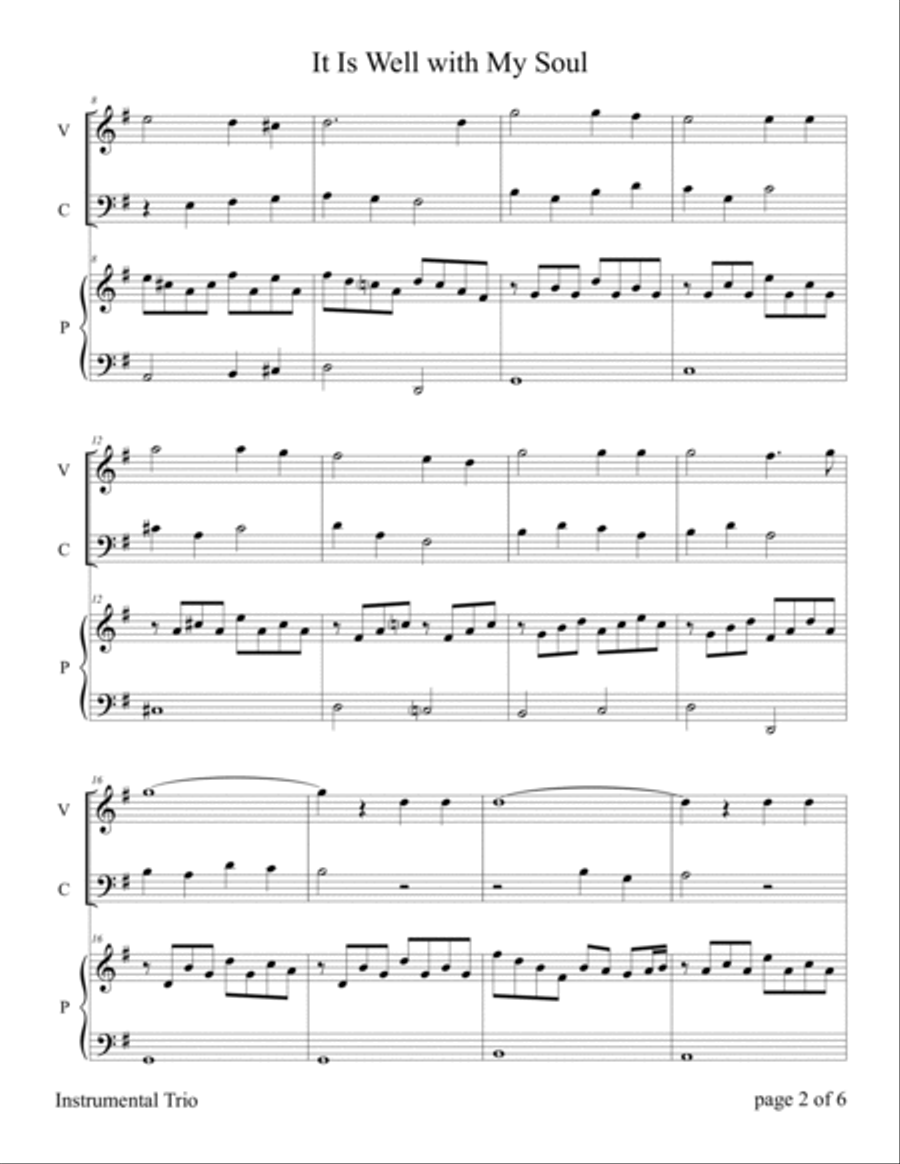 It Is Well (for Violin and Cello Duet with Piano accompaniment) Piano Trio scores gallery preview page 6