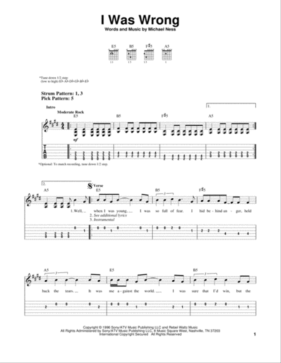 I Was Wrong Acoustic Guitar scores gallery preview page 1