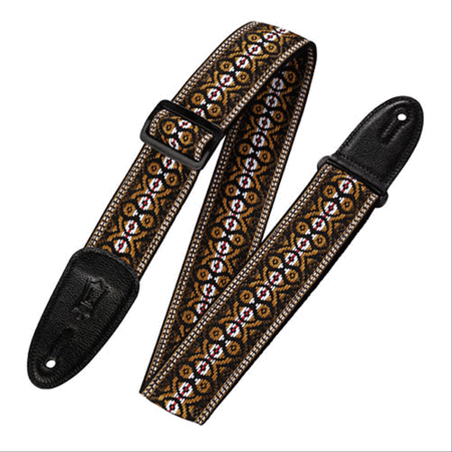 '60s Hootenanny Jacquard Weave Guitar Strap – Brown, Black & Yellow