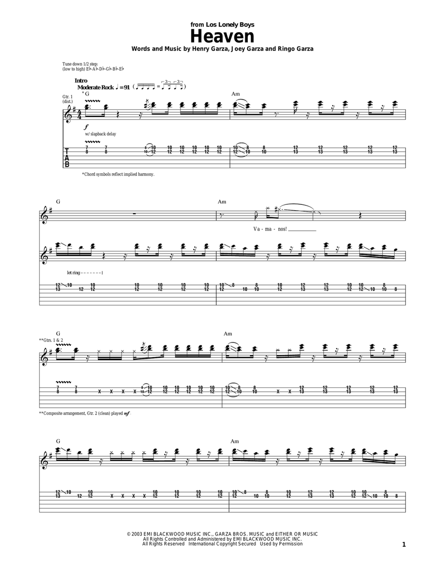 Heaven Acoustic Guitar scores gallery preview page 1