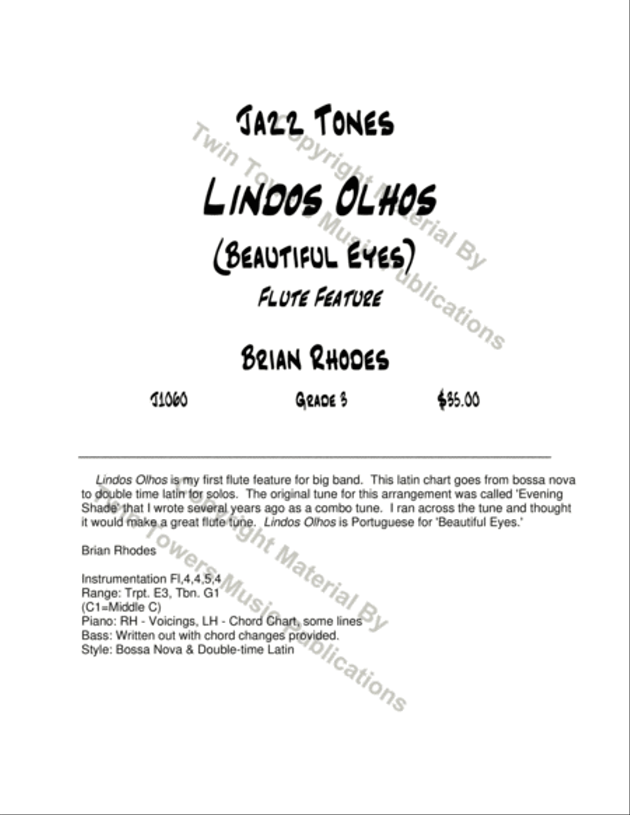 Lindos Olhos: Beautiful Eyes Jazz Ensemble scores gallery preview page 2