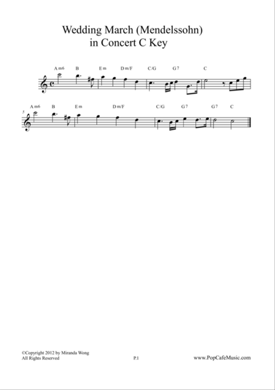 Wedding March - Mendelssohn in Concert Key (Lead) Small Ensemble scores gallery preview page 1
