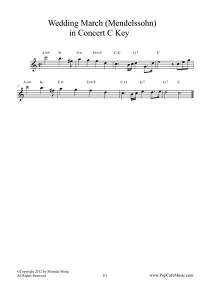 Wedding March - Mendelssohn in Concert Key (Lead)
