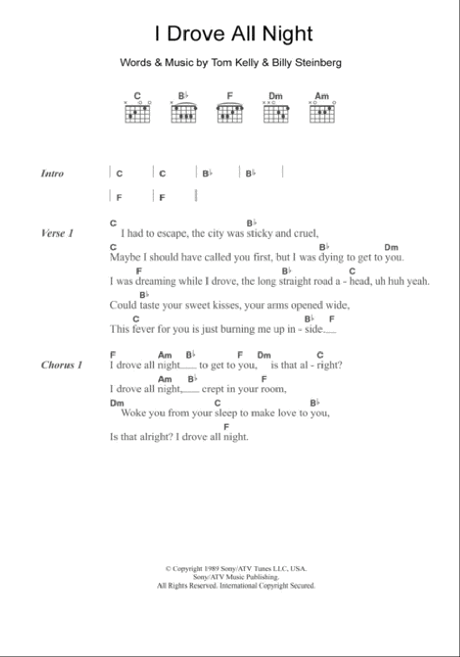 I Drove All Night I Drove All Night Acoustic Guitar scores gallery preview page 1