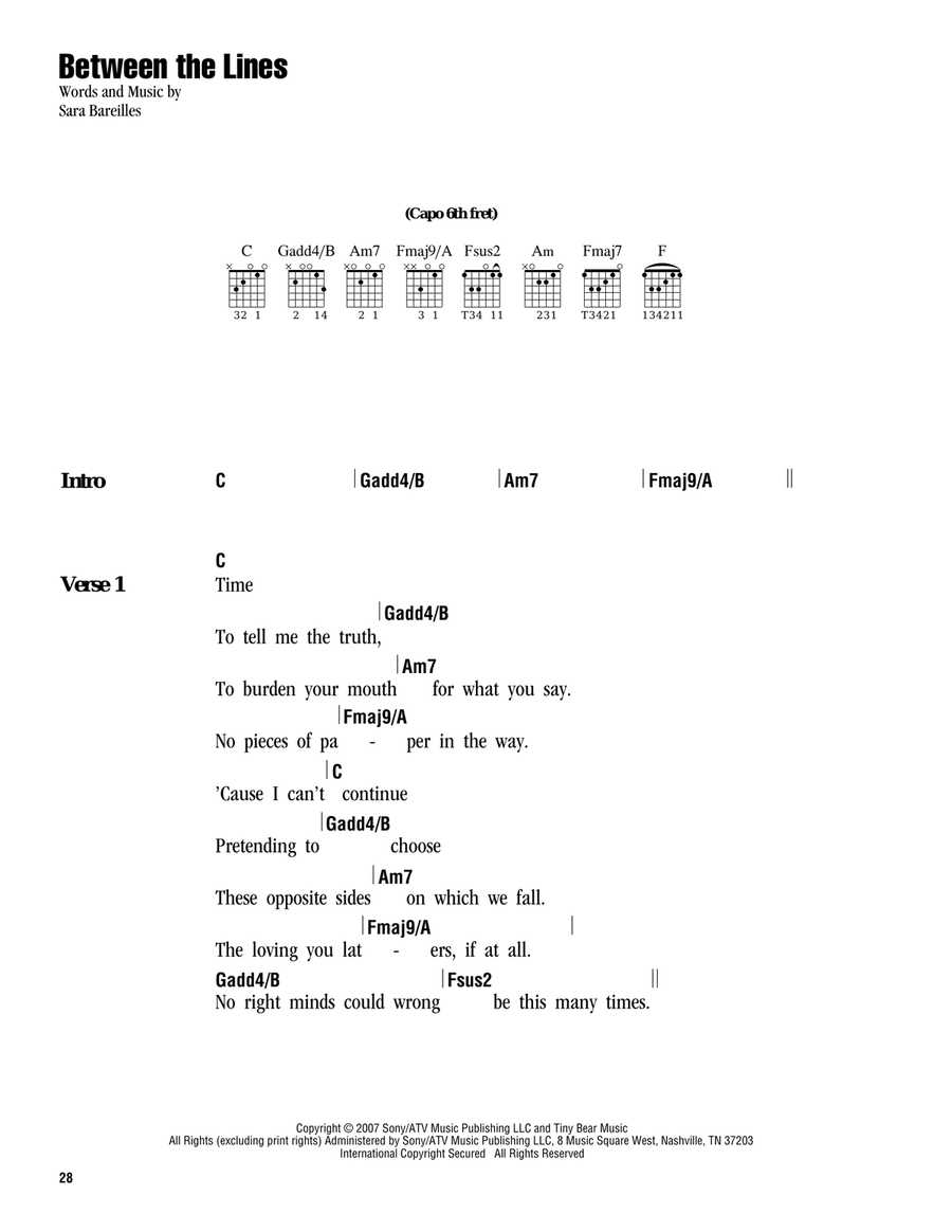 Between The Lines Acoustic Guitar scores gallery preview page 1