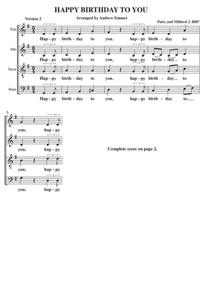 Book cover for Happy Birthday To You V2 A Cappella SATB