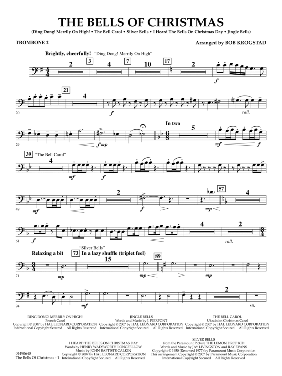 The Bells Of Christmas - Trombone 2 Full Orchestra scores gallery preview page 1