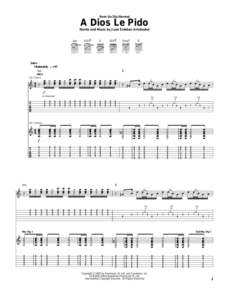 A Dios Le Pido Acoustic Guitar scores gallery preview page 1