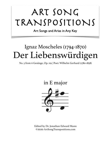 MOSCHELES: Der Liebenswürdigen, Op. 119 no. 5 (transposed to E major)