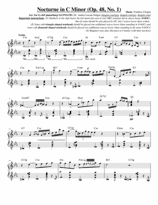Chopin - Nocturne in C Minor (Op. 48, No. 1) - Arr. for G-clef piano/harp (GCP/GCH) including lead s