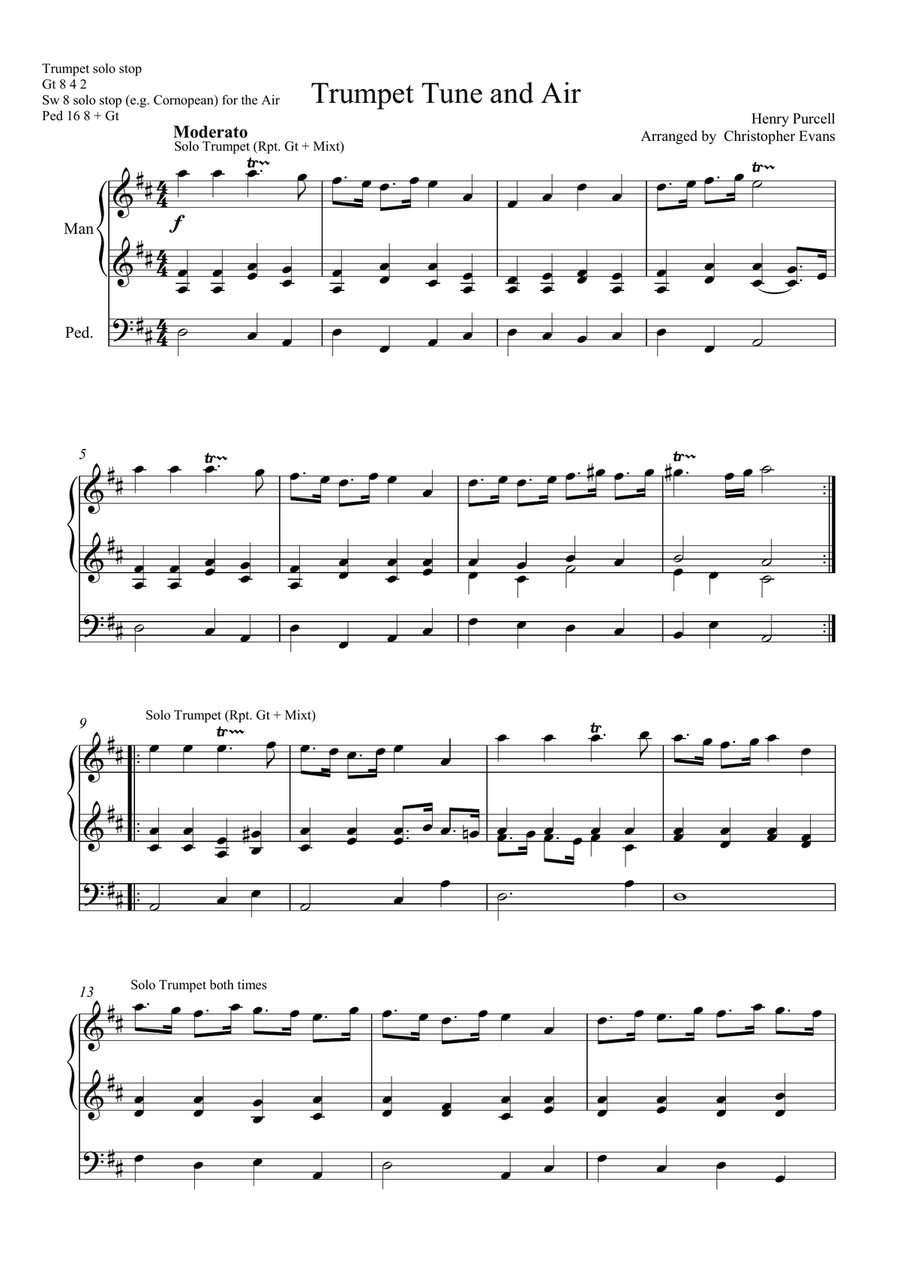 Trumpet Tune and Air arranged for Organ Solo Trumpet Solo scores gallery preview page 1