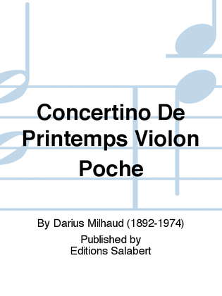 Concertino De Printemps Violon