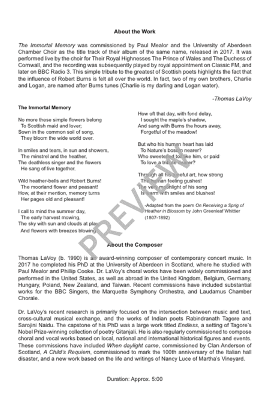 The Immortal Memory The Immortal Memory 4-Part scores gallery preview page 3