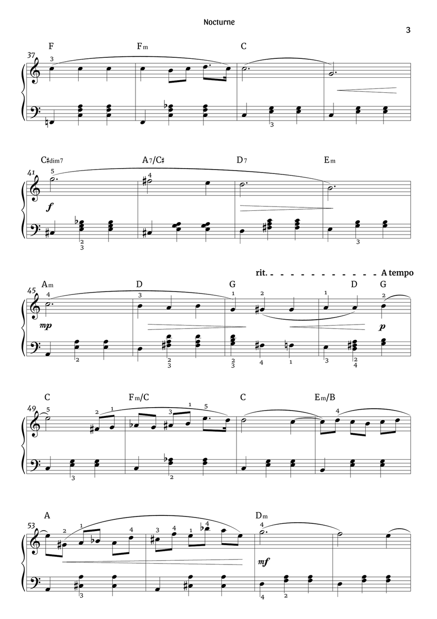 Nocturne Op. 9 no. 2 (easy-intermediate piano – C major) Piano Solo scores gallery preview page 3